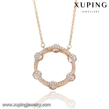 43011 xuping jewellry 2016 moda collar de color rosa dorado con círculo colgante